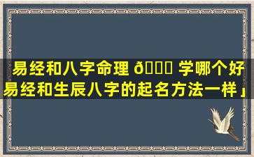 易经和八字命理 🐞 学哪个好「易经和生辰八字的起名方法一样」